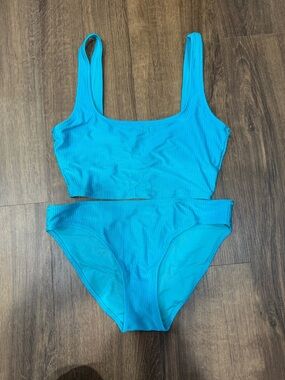 aerie Ribbed Bikini Set in Turquoise